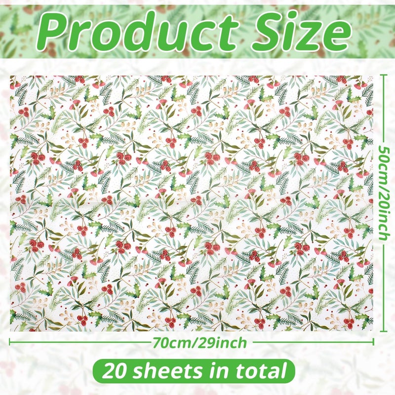 Benvo Floral Tissue Paper 20x29 Inch - 20 Sheets Decoupage Craft Paper for Gift Wrapping, Flower DIY Art Projects, Spring Wedding, Birthday & Baby Shower Decorations(Style O) - Image 2